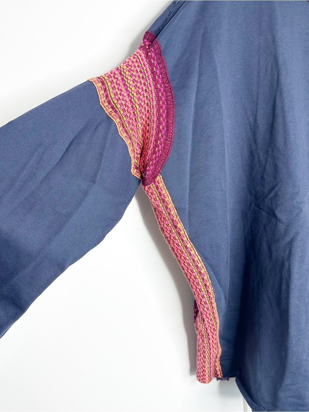 Natural Life Knit Trim Sweatshirt Large / XL navy boho oversized lightweight - Picture 7 of 11